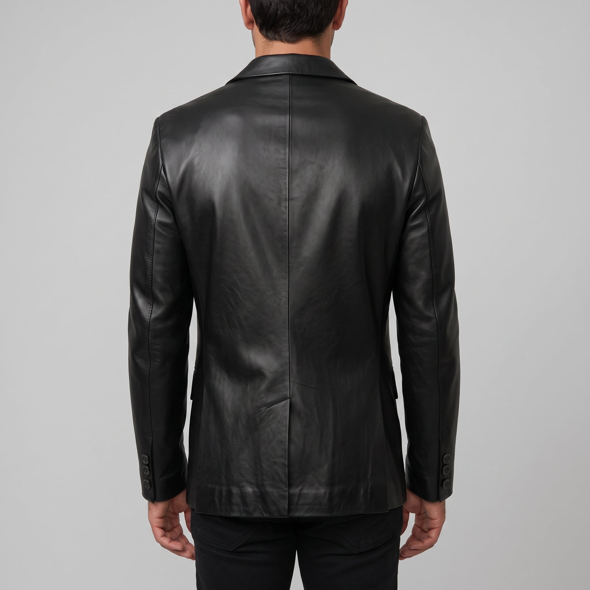 Men's Black Leather Blazer — Belvoir