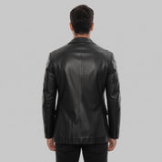 Men's Black Leather Blazer Jacket — Lindsay