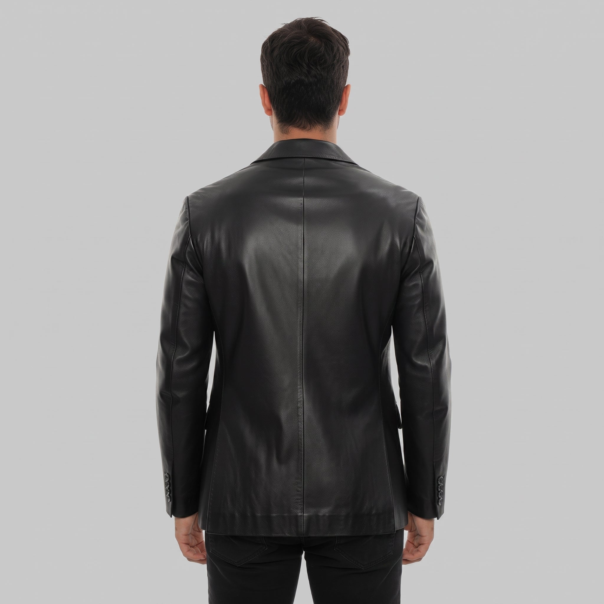 Men's Black Leather Blazer Jacket — Lindsay