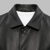 Men's Black Leather Blazer Jacket — Lindsay