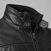 Men's Black Leather Bomber Jacket — Blake