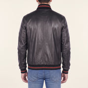 Men's Black Leather Bomber Jacket — Gerrard