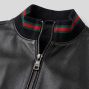 Men's Black Leather Bomber Jacket — Gerrard