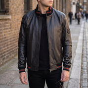 Men's Black Leather Bomber Jacket — Gerrard