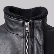 Men's Black Leather Bomber Jacket — Gilchrist