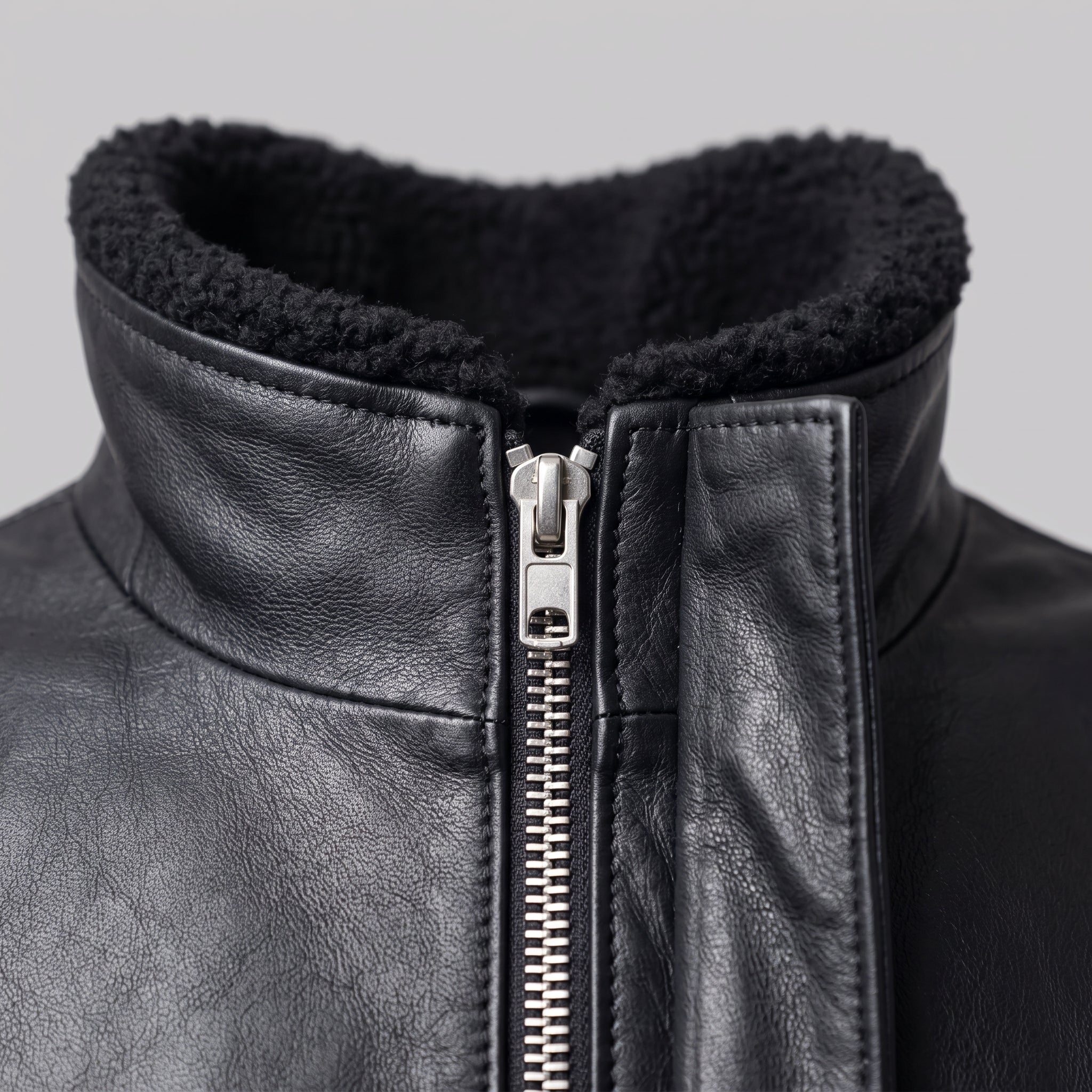 Men's Black Leather Bomber Jacket — Gilchrist