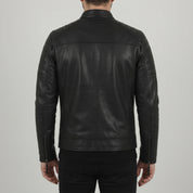 Men's Black Quilted Leather Biker Jacket — Alcott