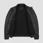 Men's Black Quilted Leather Biker Jacket — Alcott