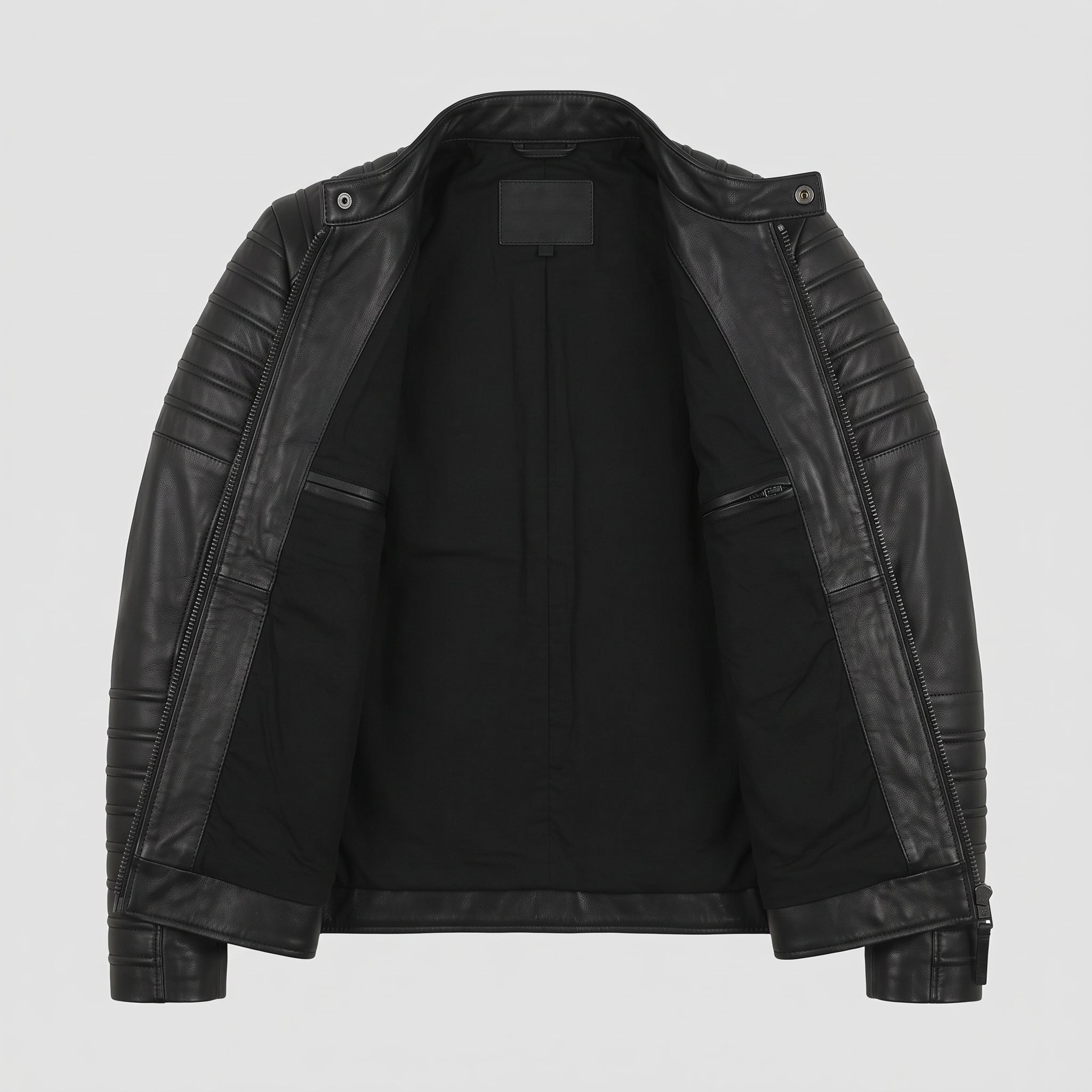 Men's Black Quilted Leather Biker Jacket — Alcott