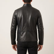 Men's Black Leather Biker Jacket — Highfield