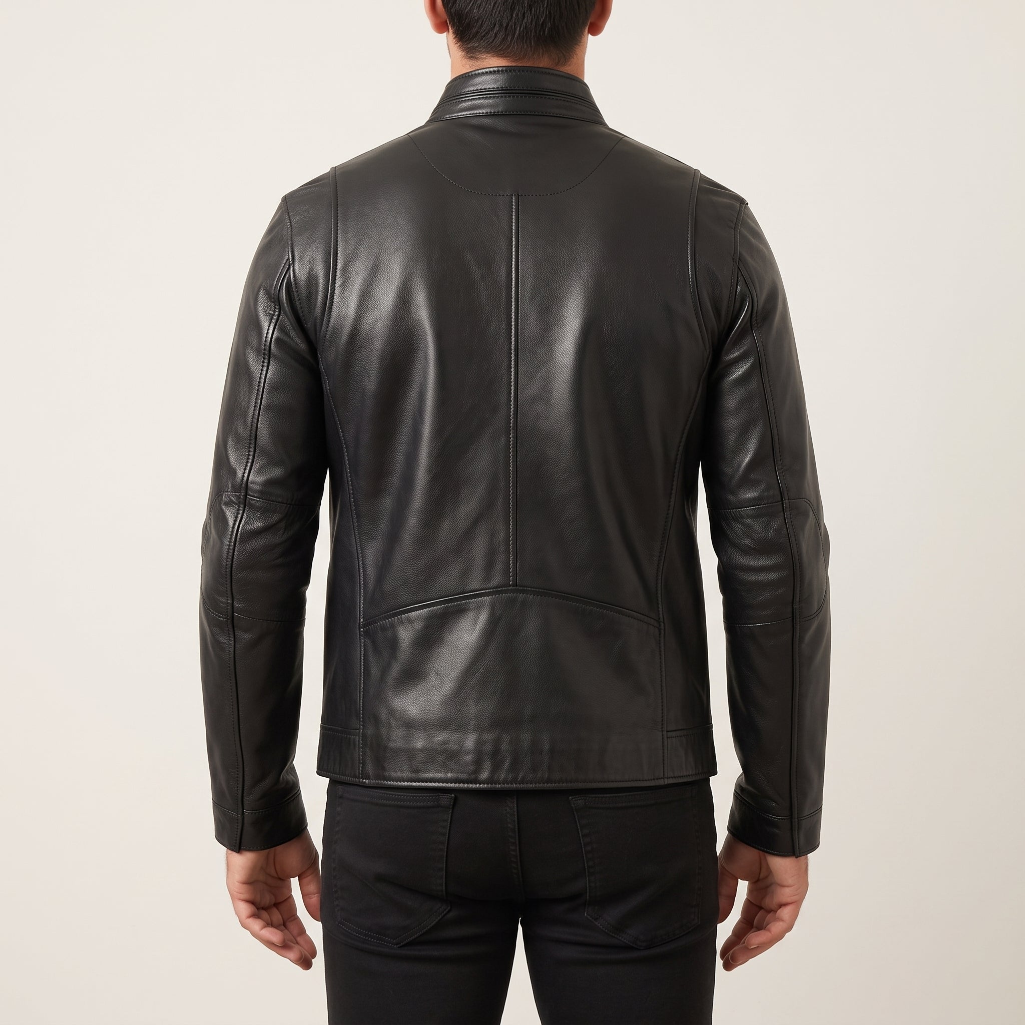 Men's Black Leather Biker Jacket — Highfield