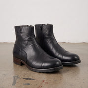 Men's Black Leather Cap-Toe Ankle Zip Boots — Berkshire