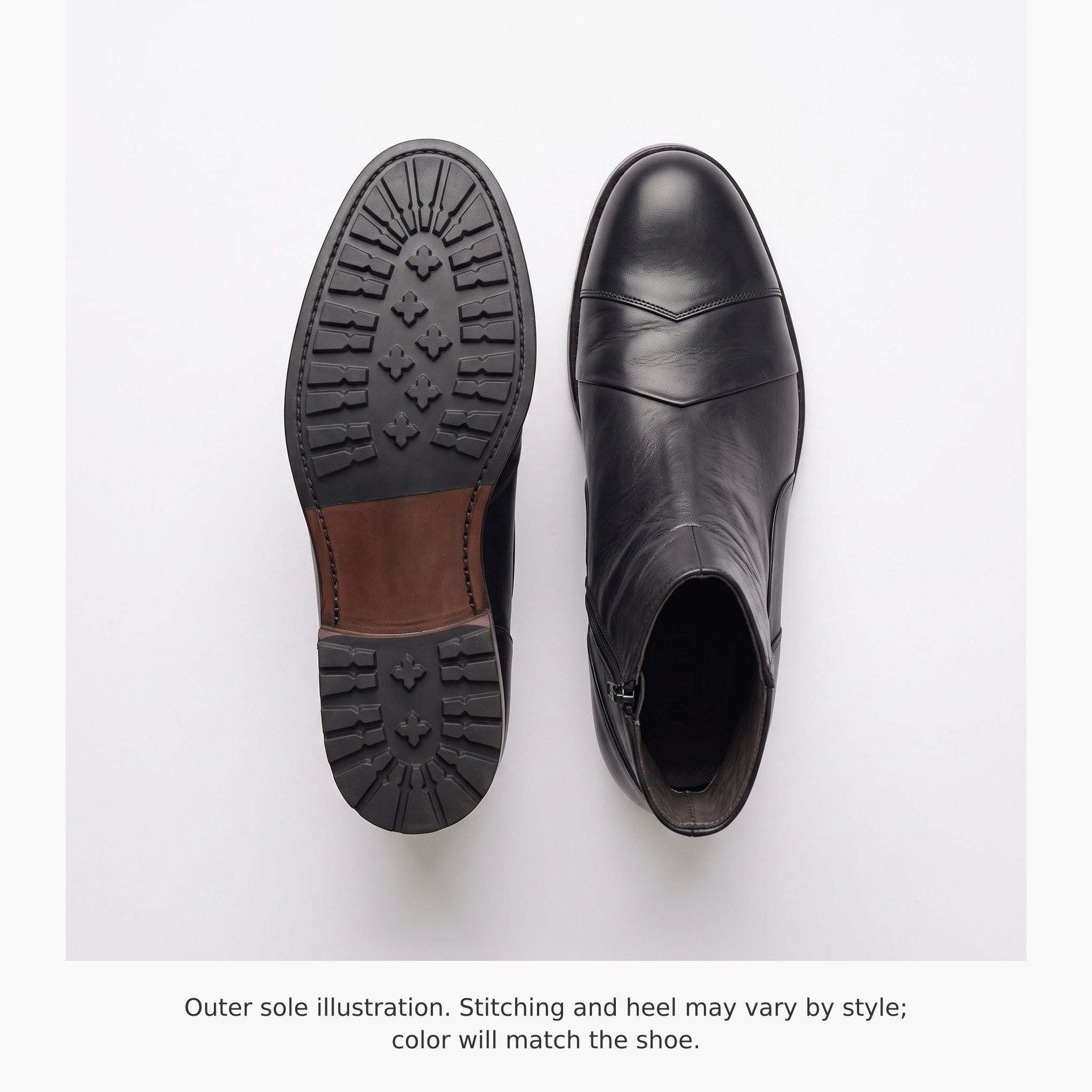 Men's Black Leather Cap-Toe Ankle Zip Boots — Berkshire