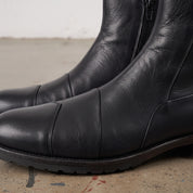 Men's Black Leather Cap-Toe Ankle Zip Boots — Berkshire