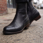 Men's Black Leather Cap-Toe Ankle Zip Boots — Berkshire