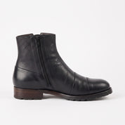 Men's Black Leather Cap-Toe Ankle Zip Boots — Berkshire