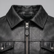Men's Black Leather Field Jacket — Dalehurst