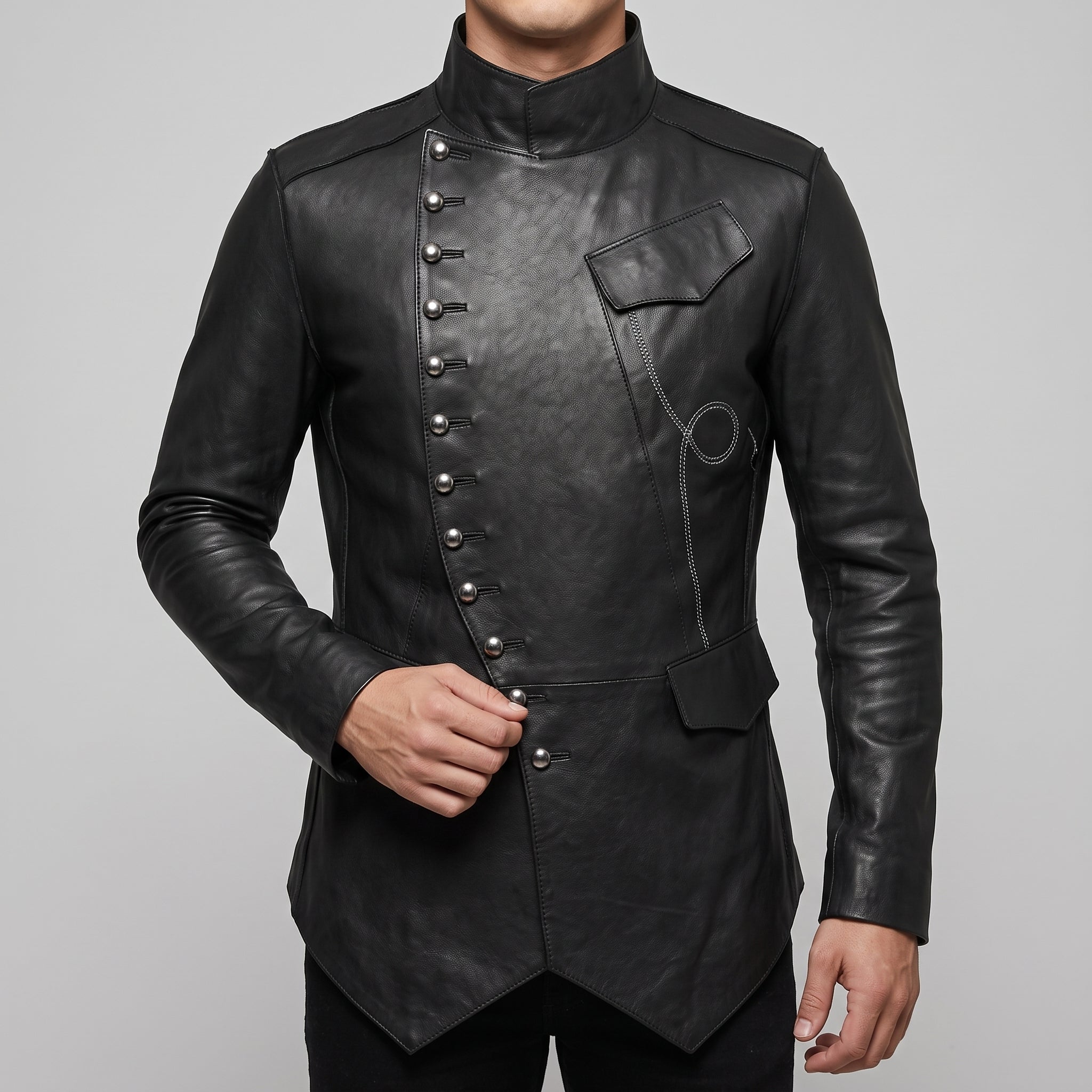 Men's Black Leather Jacket — Camborne