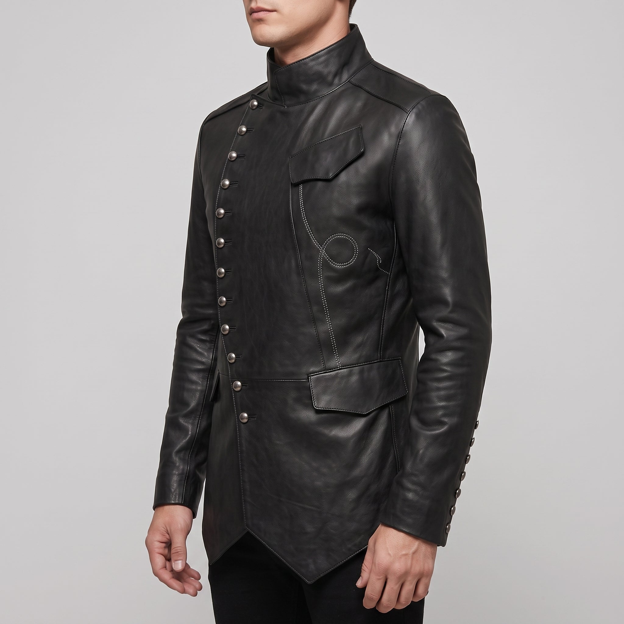 Men's Black Leather Jacket — Camborne
