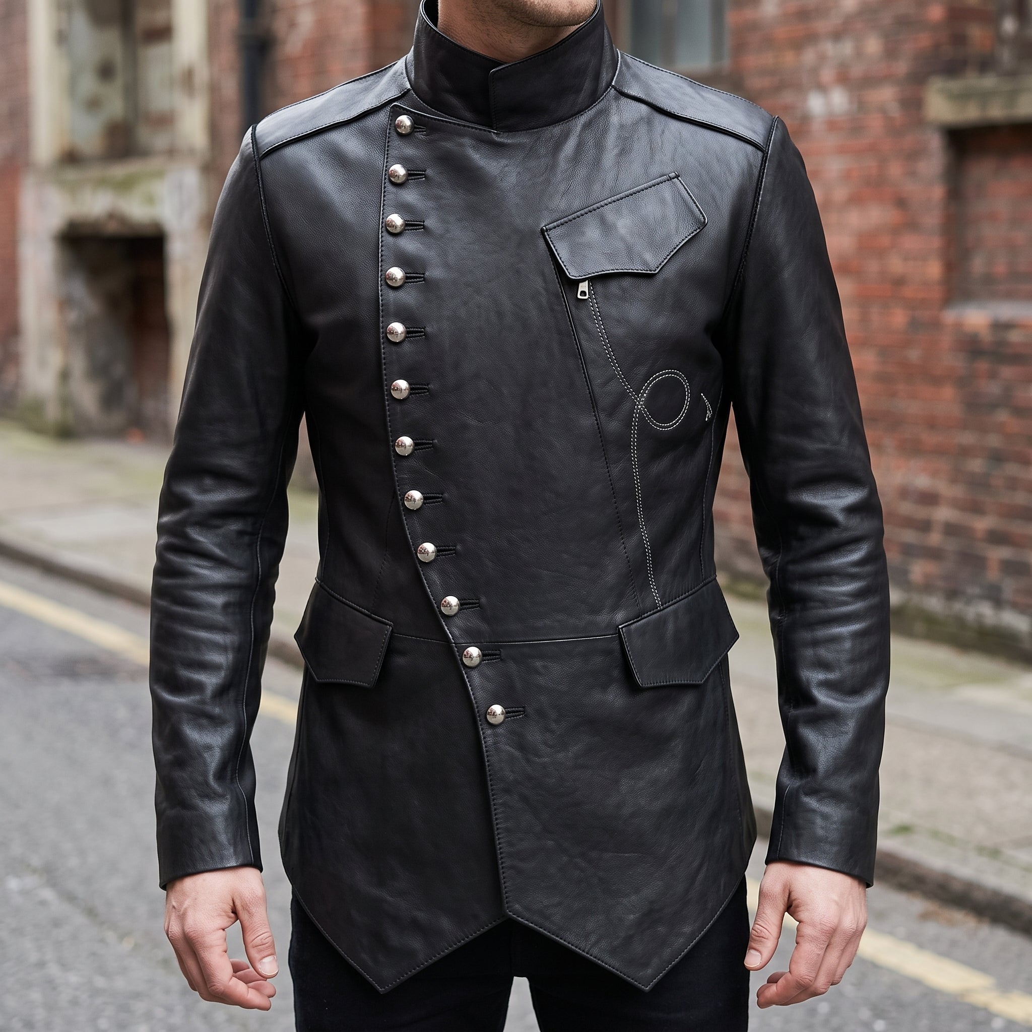 Men's Black Leather Jacket — Camborne