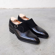 Men's Black Leather Monk Strap Shoes — Bramhall