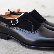 Men's Black Leather Monk Strap Shoes — Bramhall