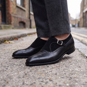 Men's Black Leather Monk Strap Shoes — Bramhall