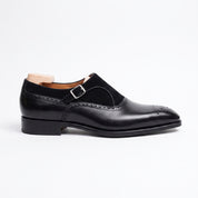 Men's Black Leather Monk Strap Shoes — Bramhall