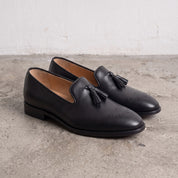 Men's Black Leather Tassel Loafers — Gorman