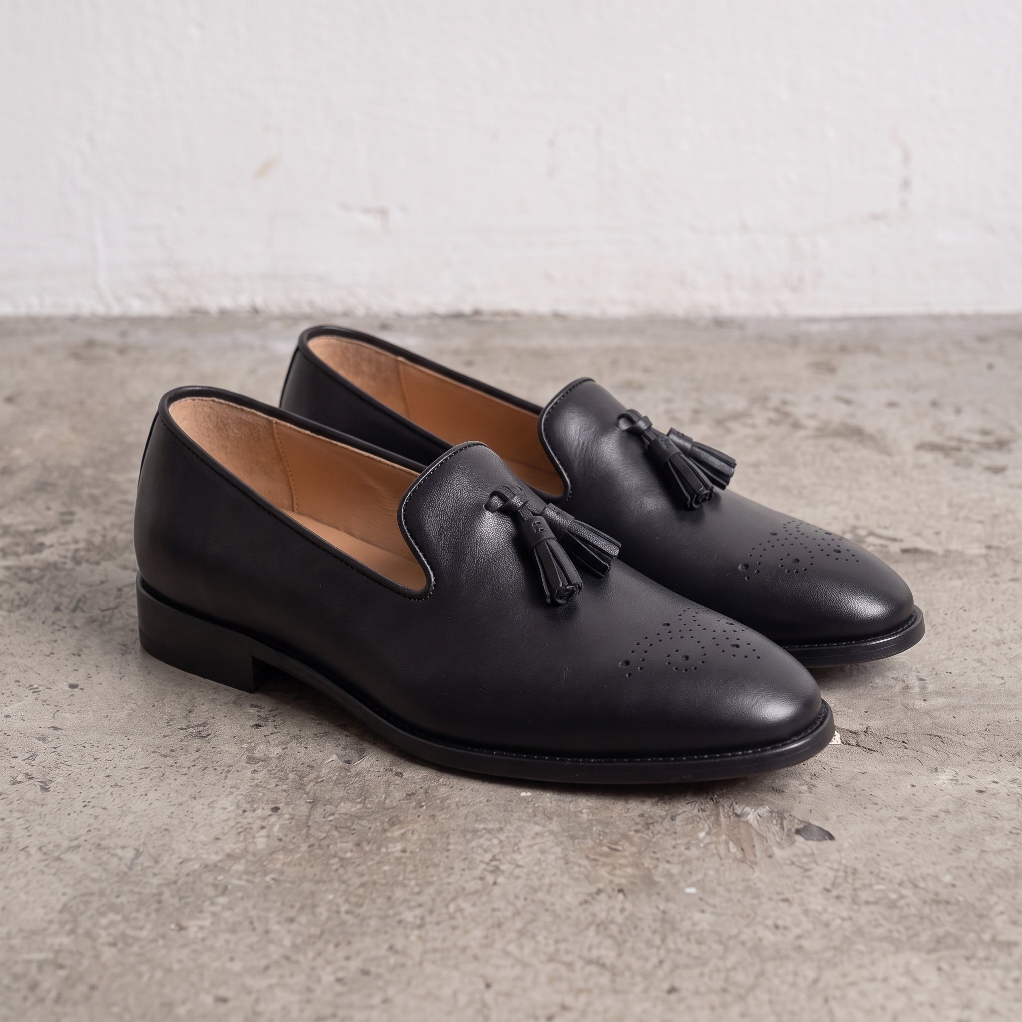 Men's Black Leather Tassel Loafers — Gorman