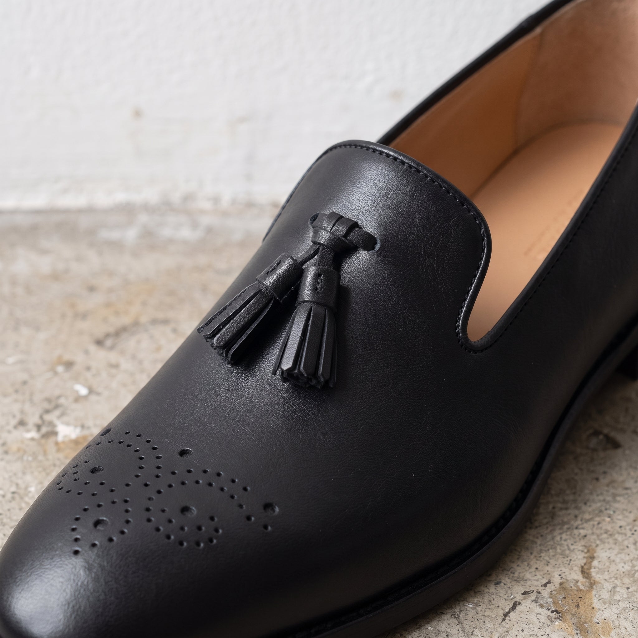 Men's Black Leather Tassel Loafers — Gorman