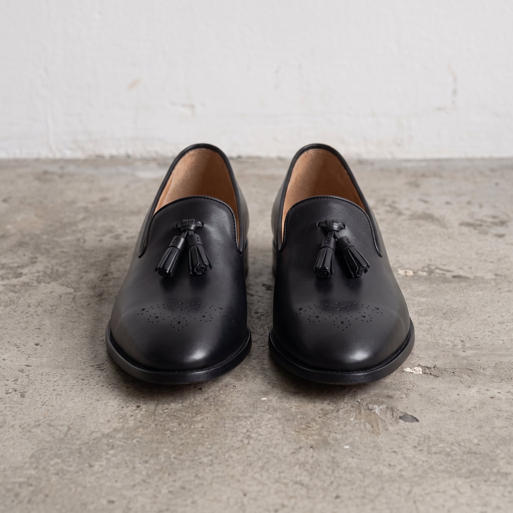 Men's Black Leather Tassel Loafers — Gorman
