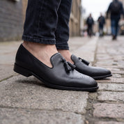 Men's Black Leather Tassel Loafers — Gorman