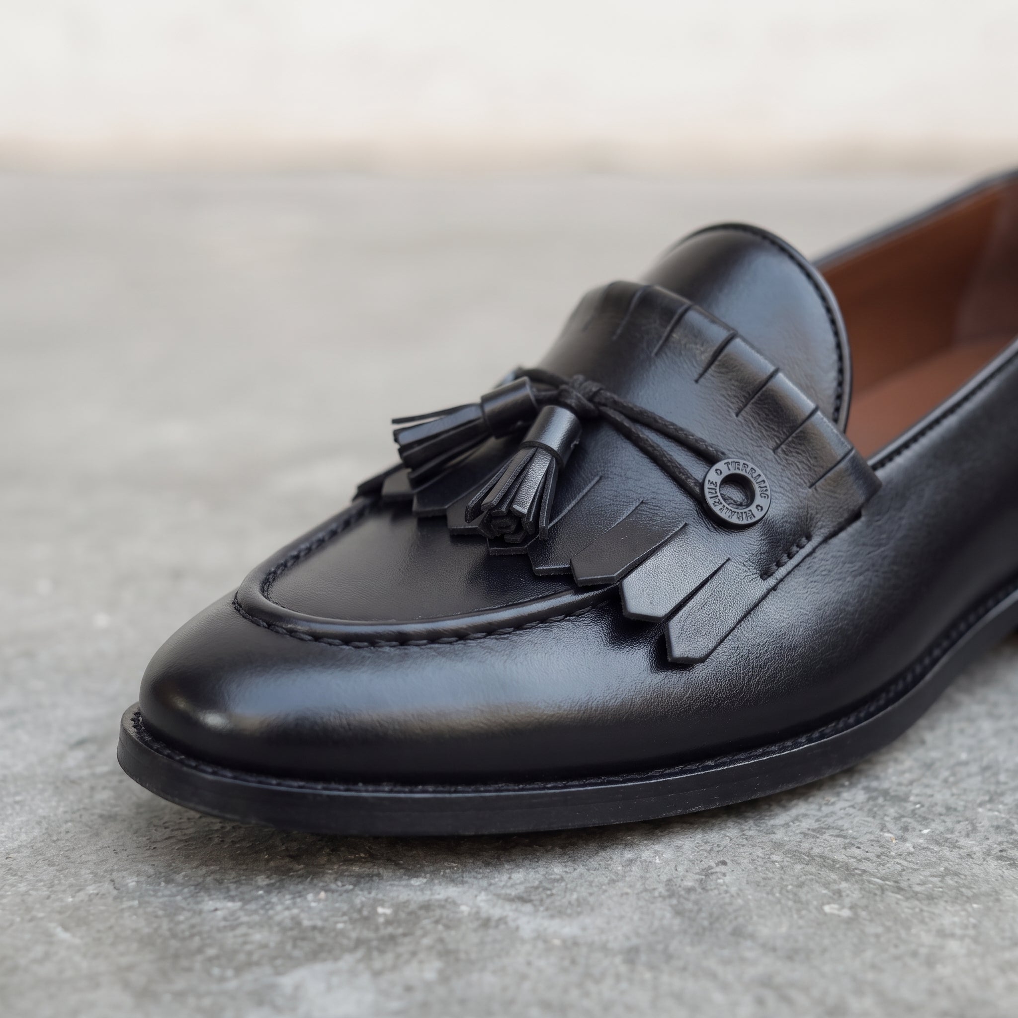 Men's Black Tassel Fringe Leather Moccasins — Whitchurch