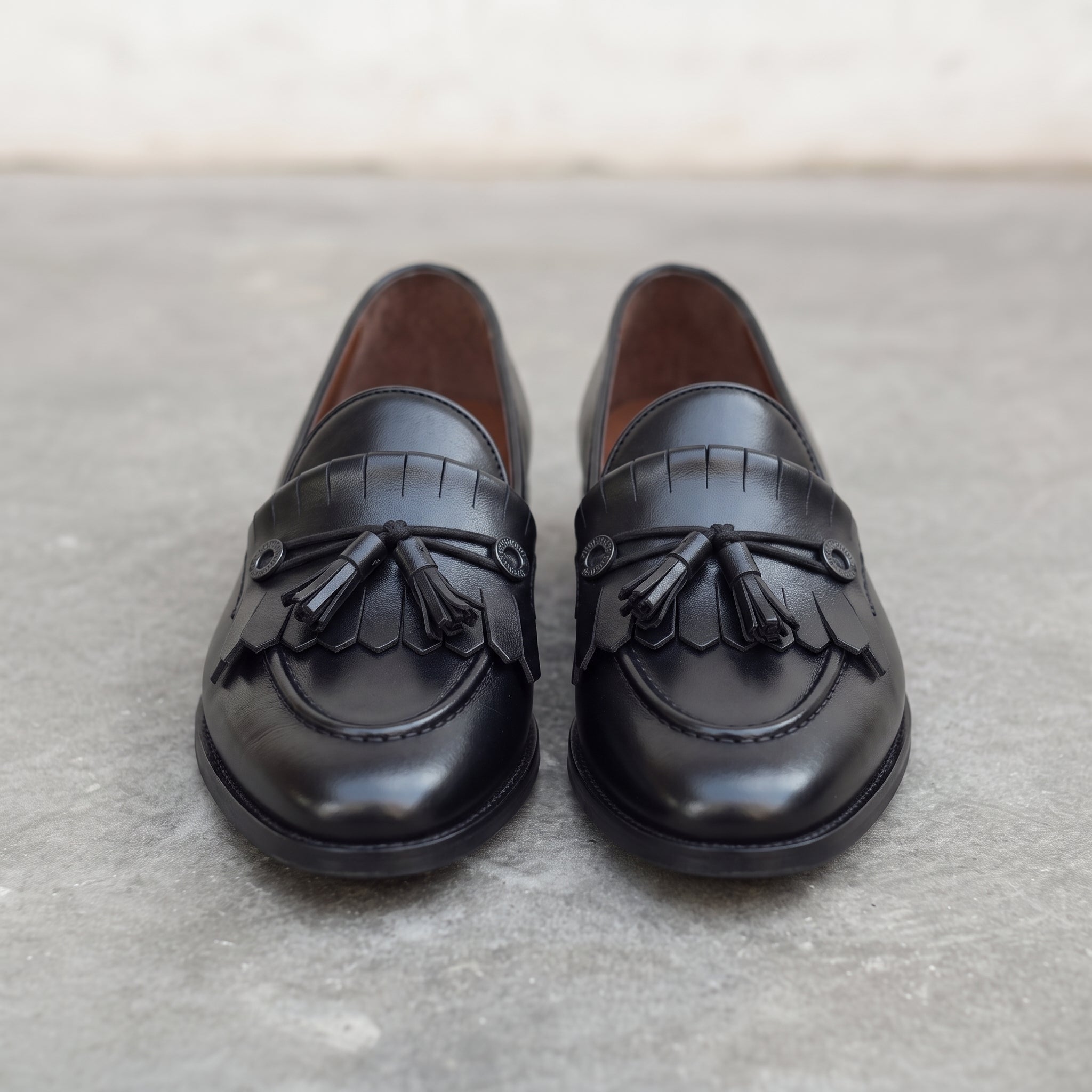 Men's Black Tassel Fringe Leather Moccasins — Whitchurch
