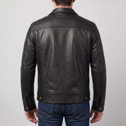 Men's Black Leather Trucker Jacket — Baynards