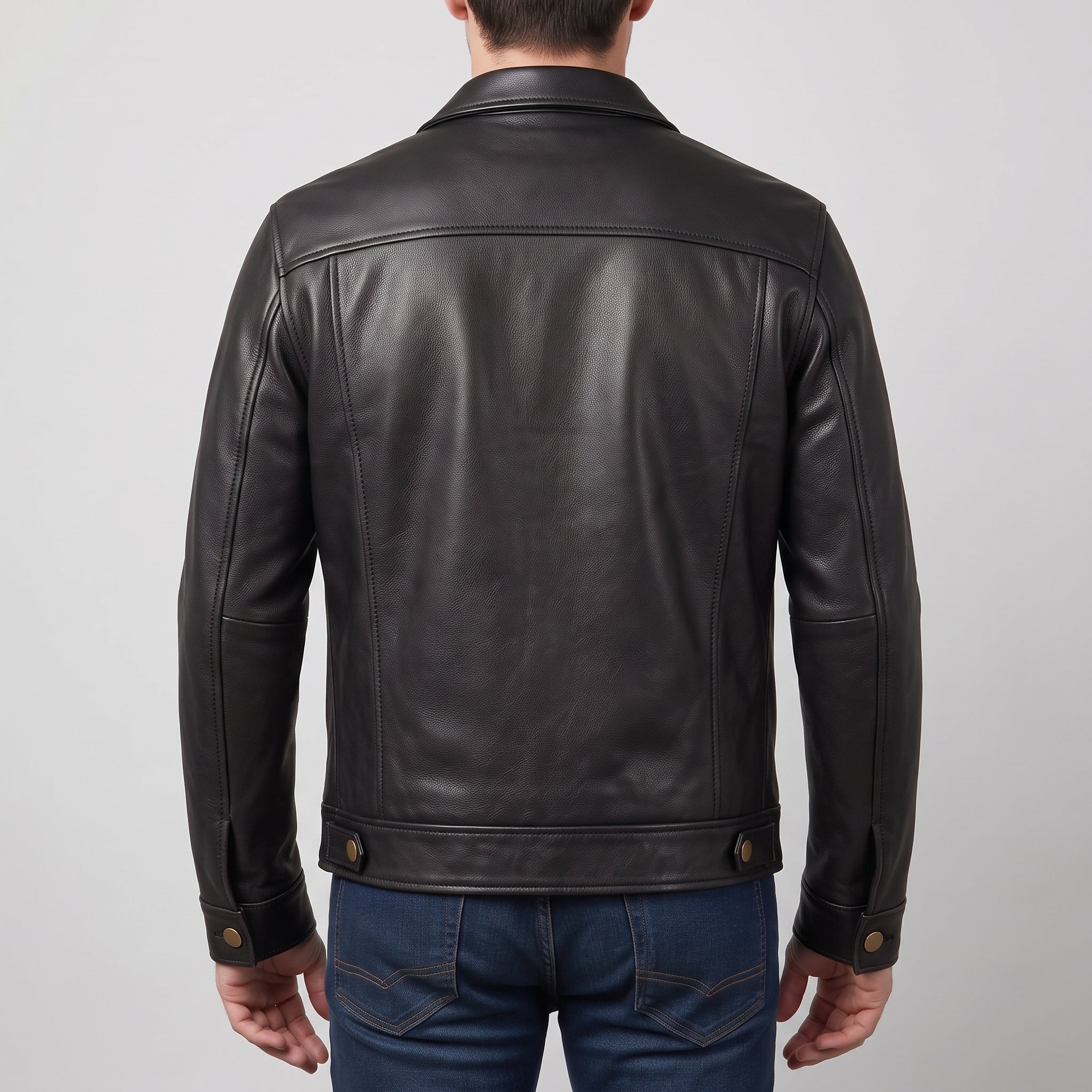 Men's Black Leather Trucker Jacket — Baynards