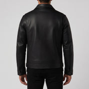 Men's Black Leather Trucker Jacket — Heatherton