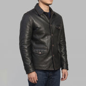 Men's Black Leather Trucker Jacket — Moulton