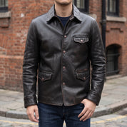 Men's Black Leather Trucker Jacket — Moulton