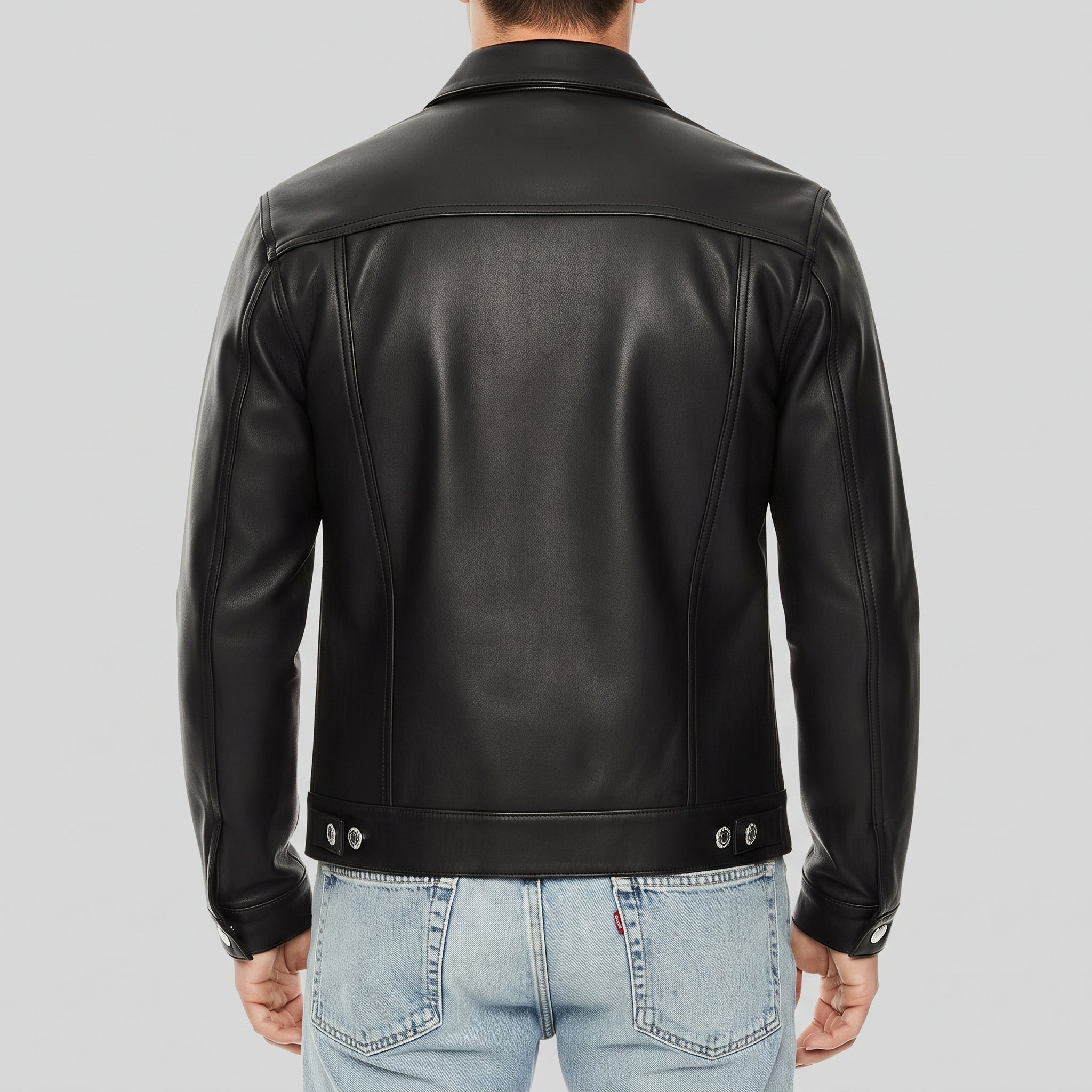 Men's Black Leather Trucker Jacket — Nixon