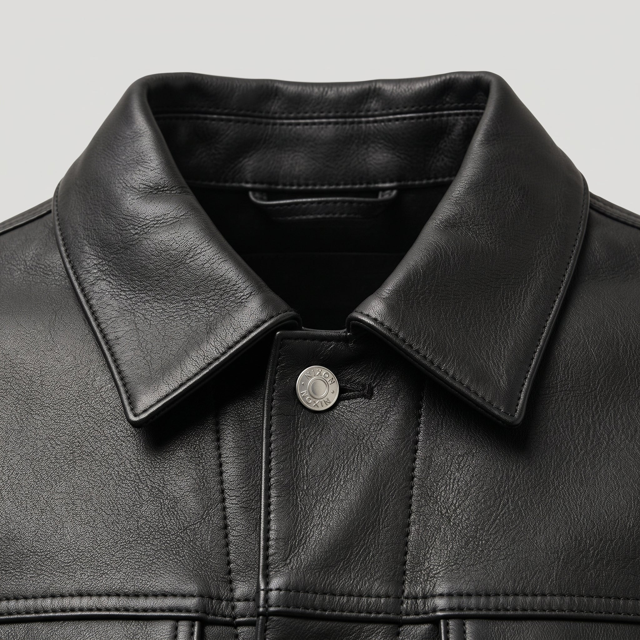 Men's Black Leather Trucker Jacket — Nixon