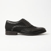 Men's Black Pebbled Leather Wingtip Oxfords — Neale