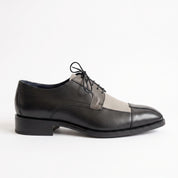 Men's Black, Light Grey, and Dark Grey Cap-Toe Leather Oxfords — Barton — Barton