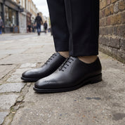 Men's Black Cap-Toe Leather Oxfords — Tyrrell