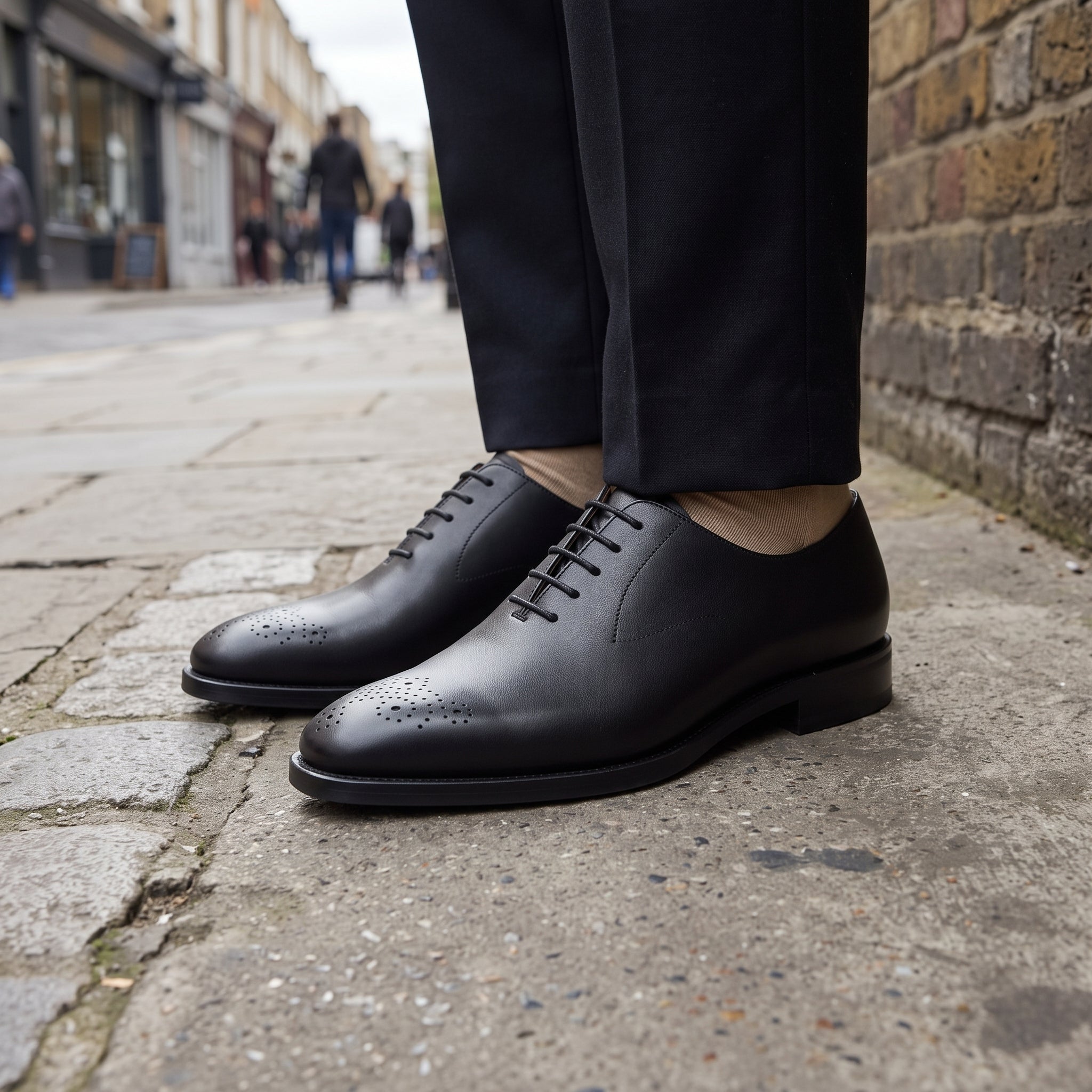 Men's Leather Oxford Tuxedo Shoes - Handmade Black Dress Shoes