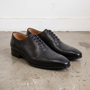 Men's Black Cap-Toe Brogue Leather Oxfords — Sheringham