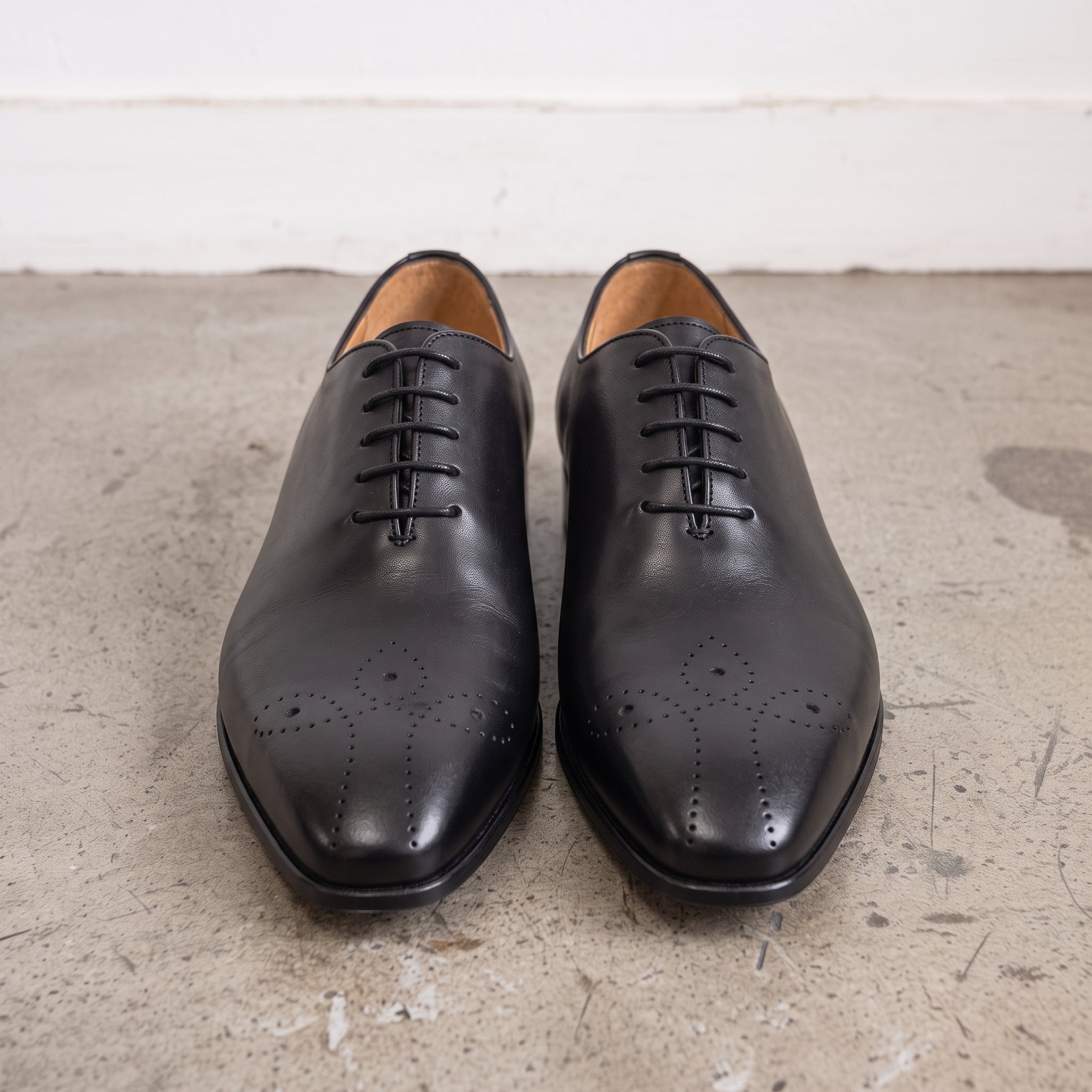 Men's Black Cap-Toe Brogue Leather Oxfords — Sheringham