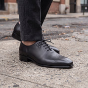 Men's Black Cap-Toe Brogue Leather Oxfords — Sheringham