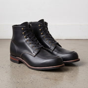 Men's Black Moc-Toe Leather Ankle Boots — Atlow